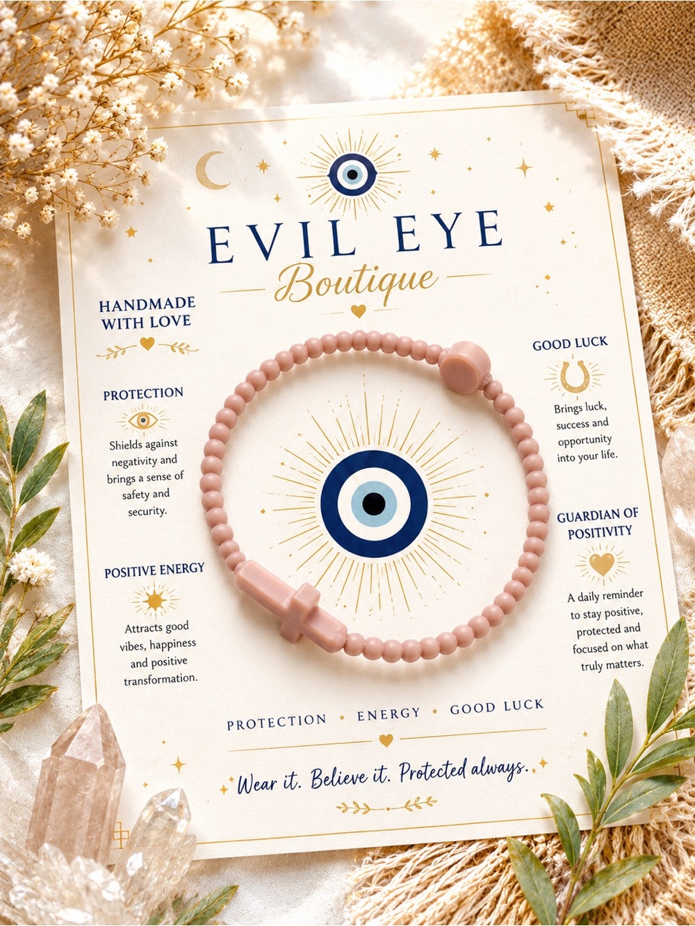 Evil Eye Boutique Silicone Cross Bracelet